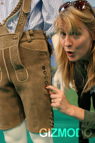 Illustration for article titled Fingers-On with the MP3 Lederhosen and Hunting Jacket